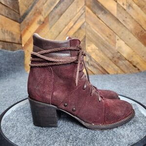 Freebird by Steven Boots Womens 8 FB Cage Red Suede Leater Fashion‎ Bootie Boho